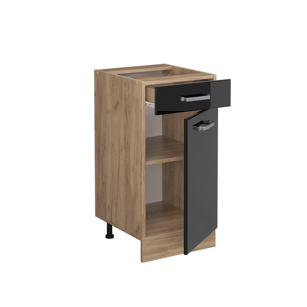 Vicco Schubunterschrank Küchenschrank R-Line Solid Eiche Schwarz 40 cm modern