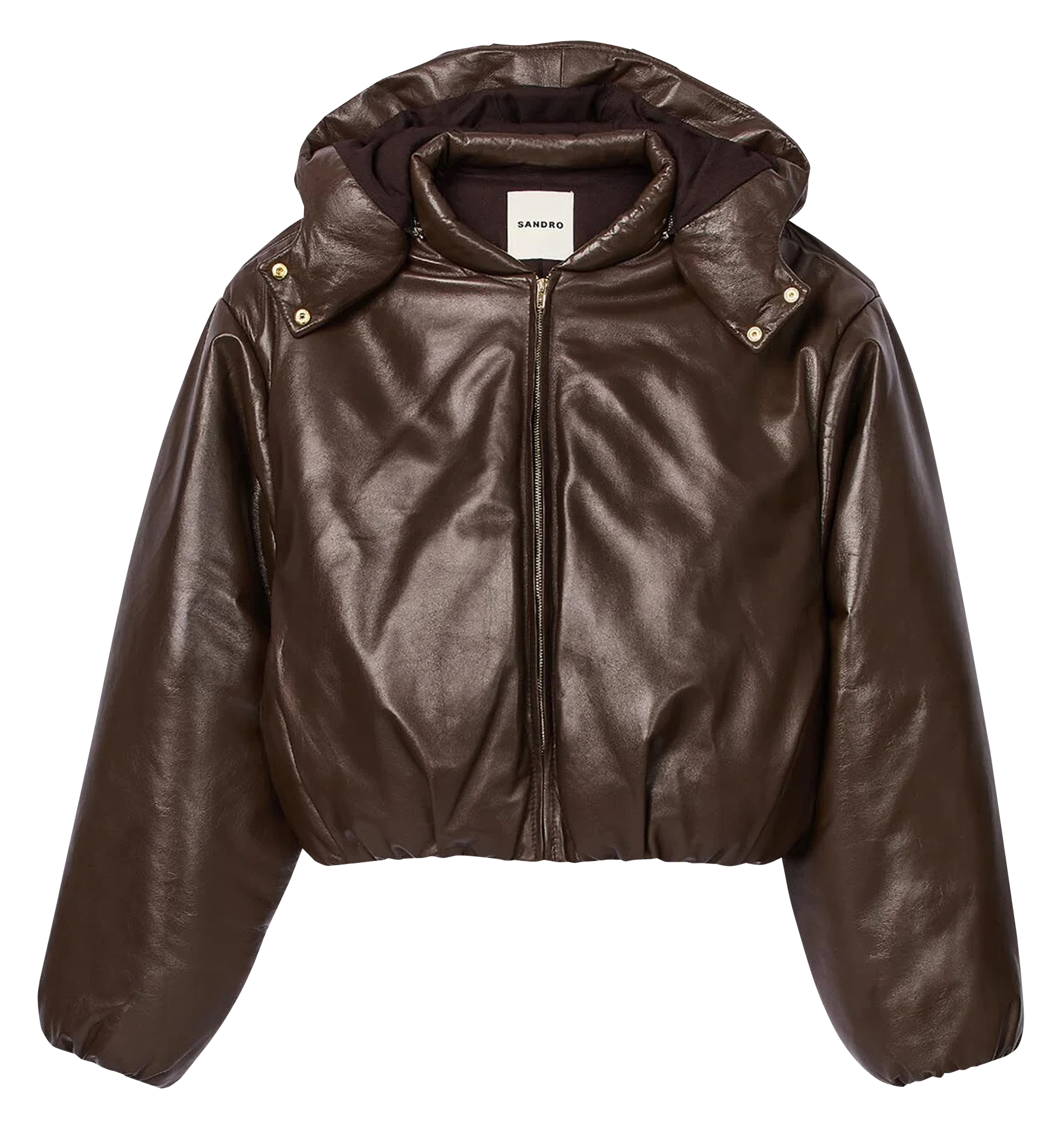 Doudoune oversize en cuir | Marron
