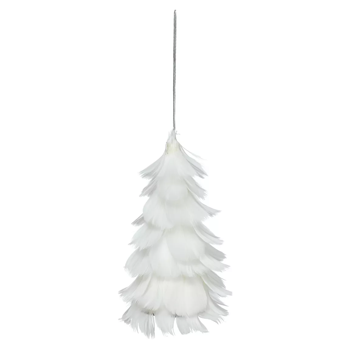 Sapin de Noël à suspendre (H15 cm) Délicates plumes blanches