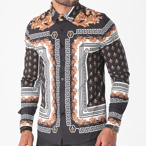 Chemise Manches Longues BM1245 Blanc Noir Renaissance