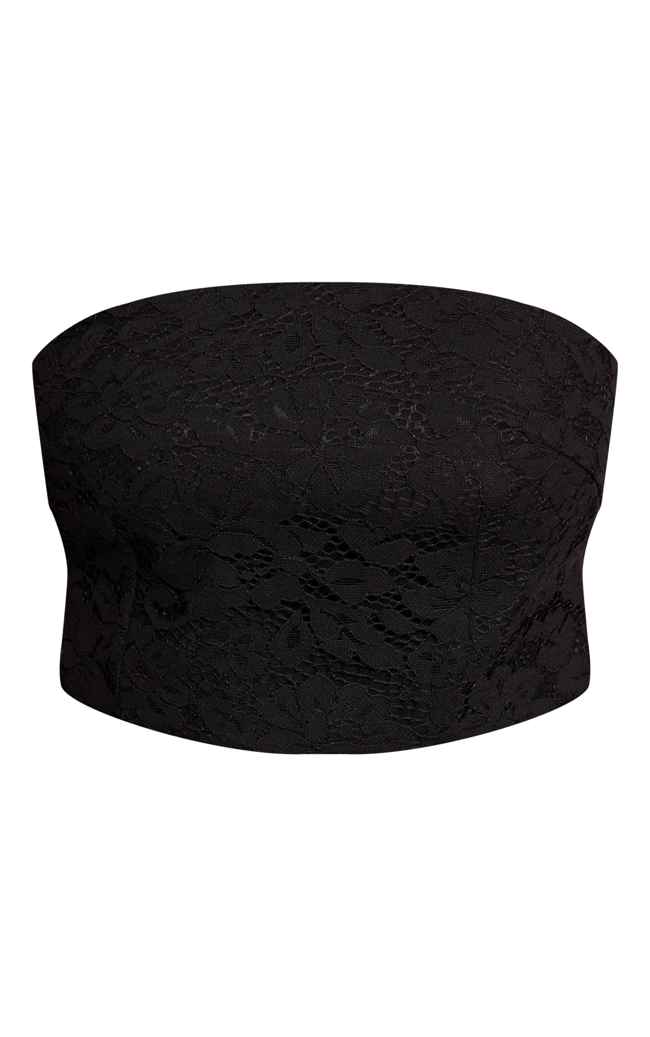 Noir Crop Top Bandeau En Dentelle Shape