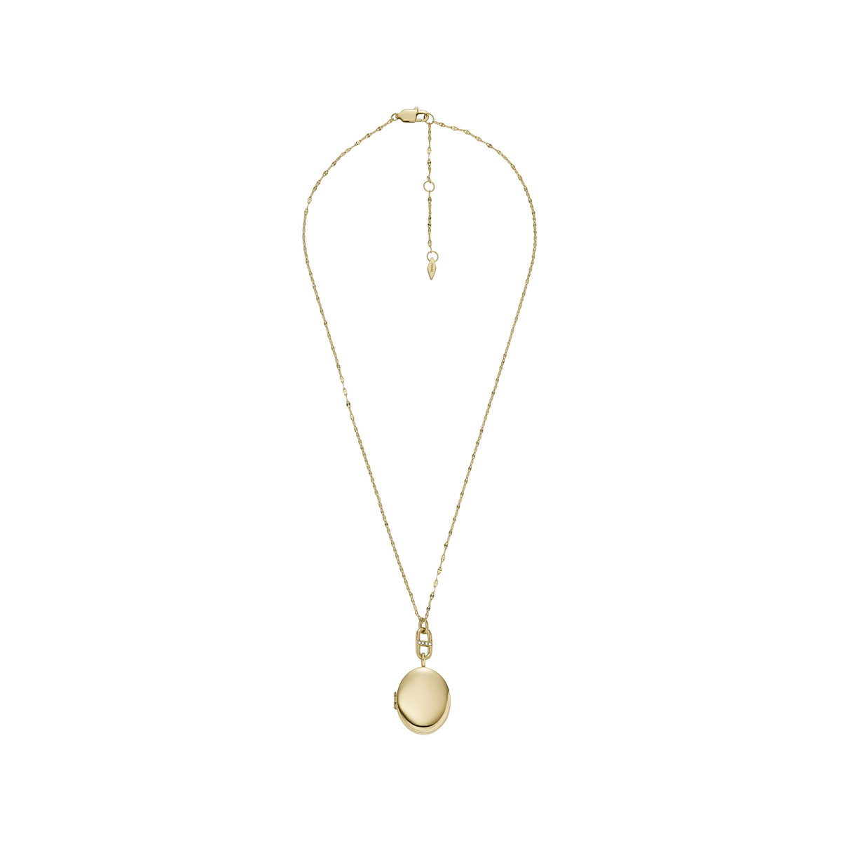 Collier FOSSIL acier inoxydable doré porte photo 45 cm