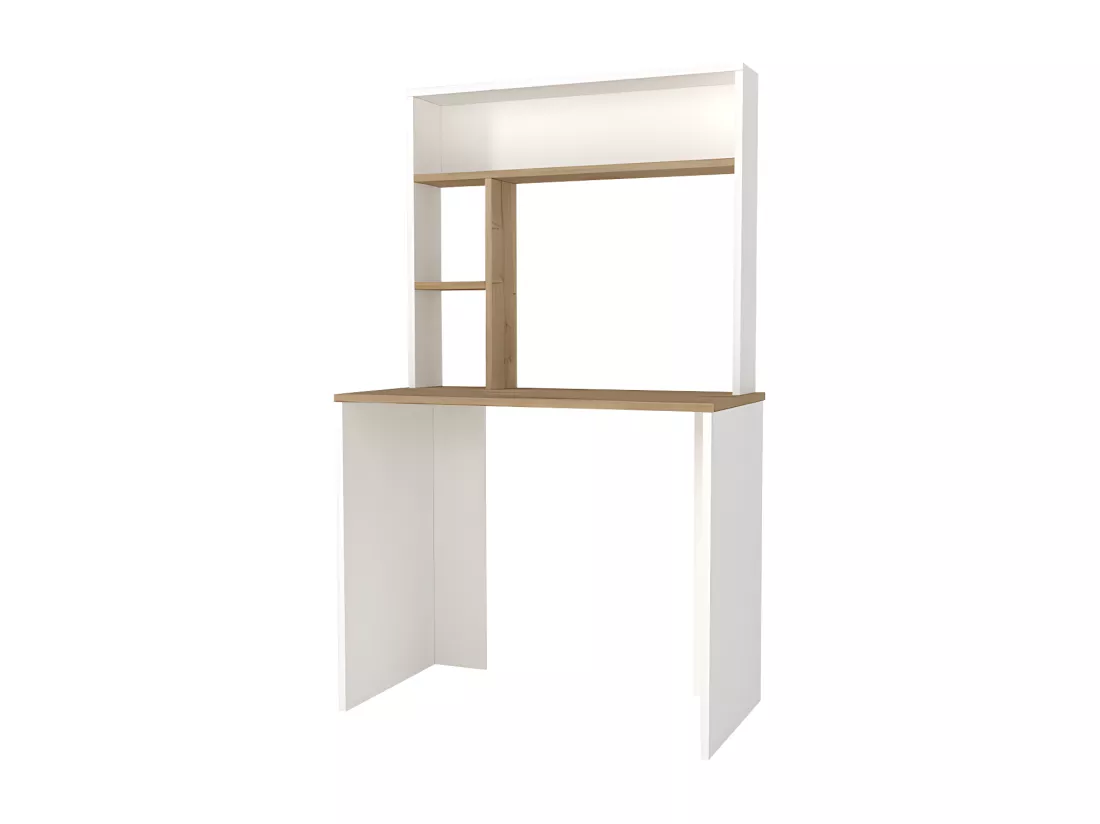 Bureau avec rangements - Blanc et naturel - VALURI