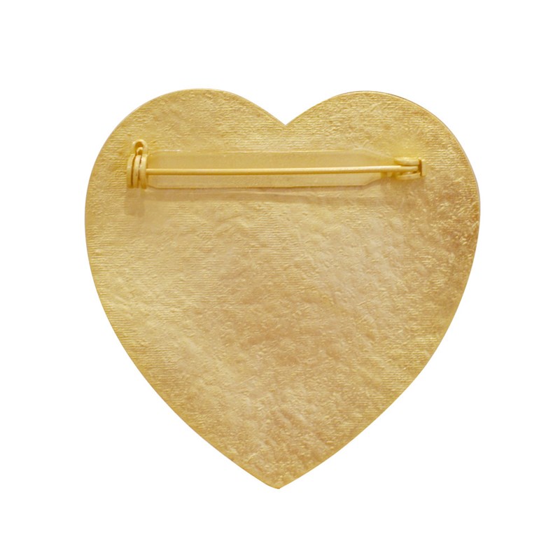 Broche Laiton Doré Coeur Martelé