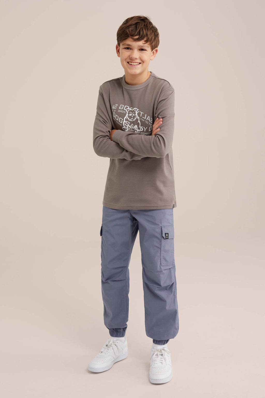 Salty Dog longsleeve met printopdruk lichtbruin