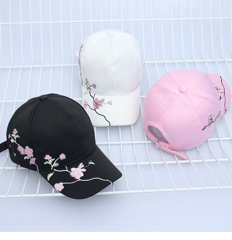 LANWO - Baseballpet met geborduurde bloemen
