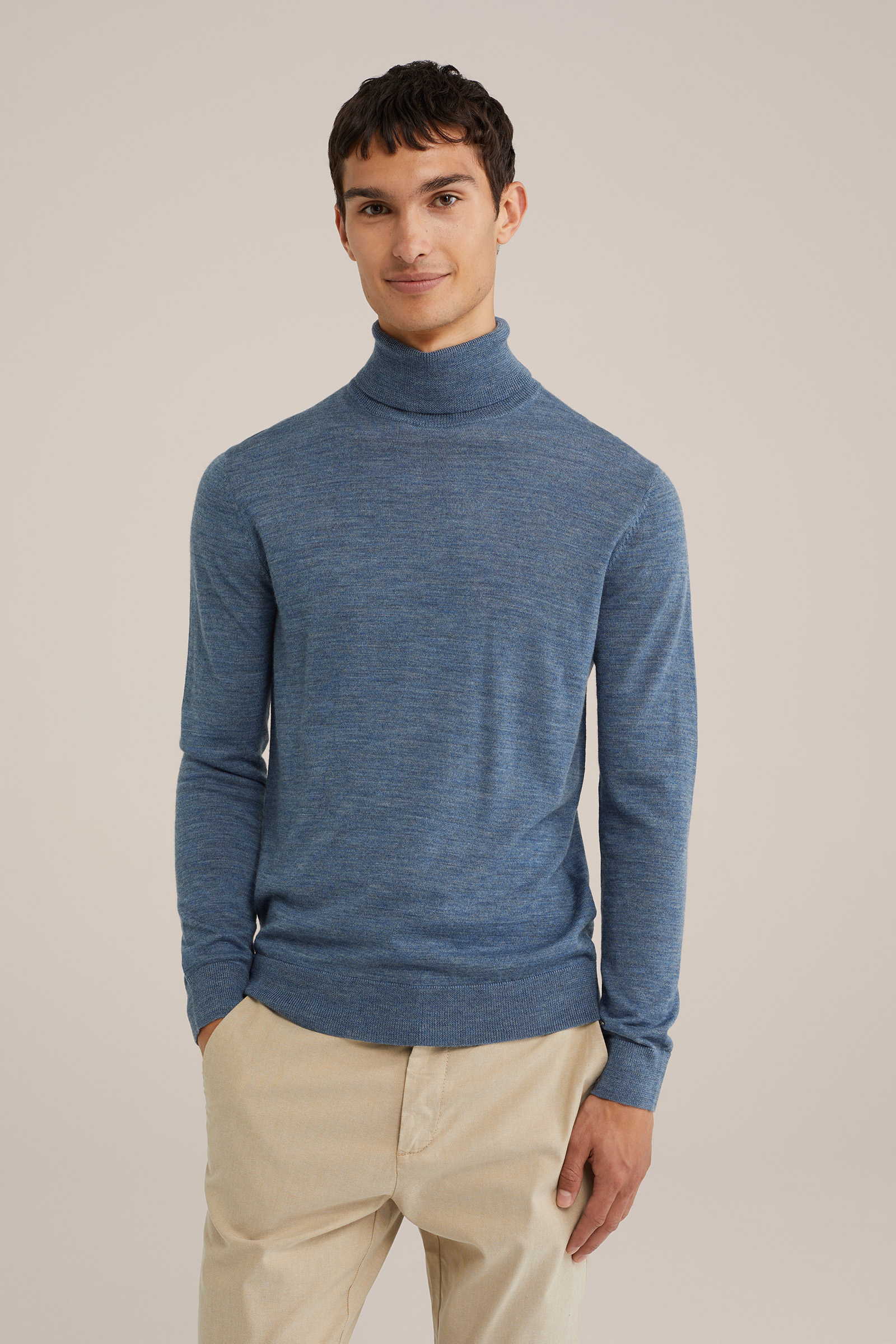 coltrui van merinowol WE Fashion Pastelblauw