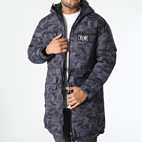 Parka Réversible Noir Gris Anthracite Camouflage