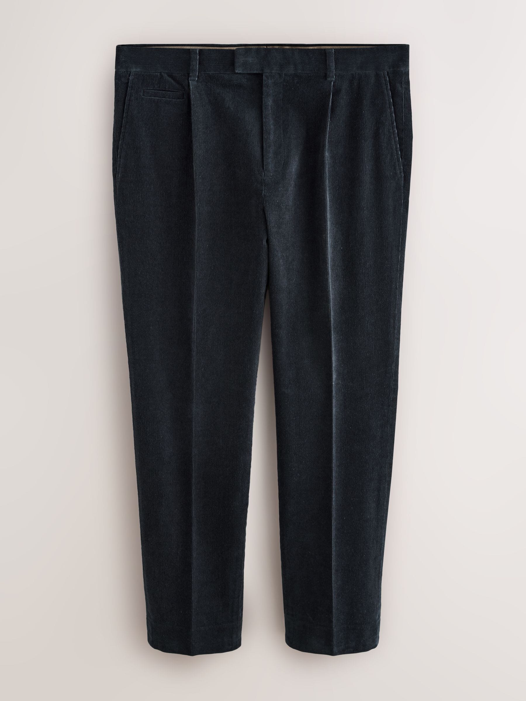 Donkerblauw - Straight Fit Smart Cotton Rich Cord Trousers