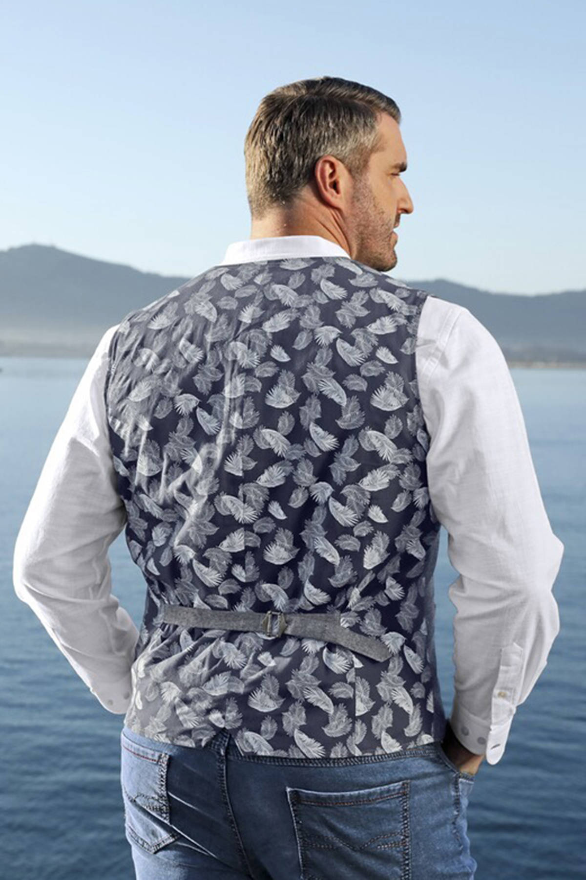 Charles Colby gilet DUKE DANIEL Plus Size donkerblauw