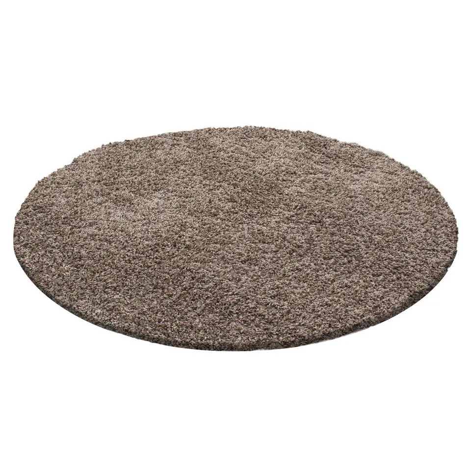 Basic Rond Shaggy vloerkleed Caramel Hoogpolig - 160 CM ROND