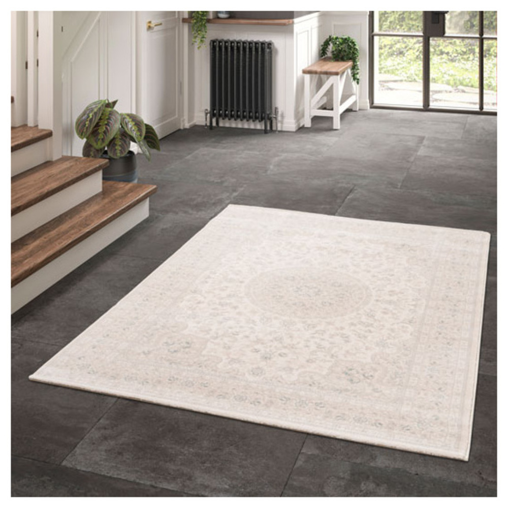 Tapis à motif floral oriental - médina - écru - 160 x 230 cm