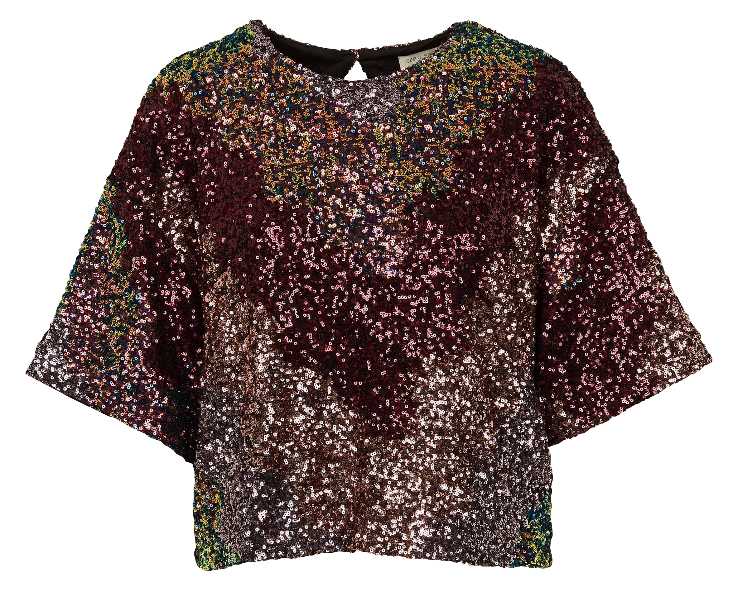 Top col rond à sequins | Multicolore