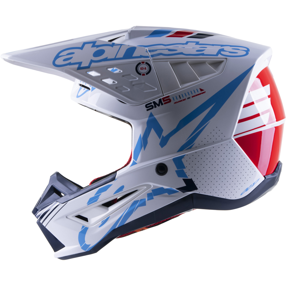 Alpinestars - Casque Supertech S-M5 Action Blanc brillant / Rouge / Bleu Clair