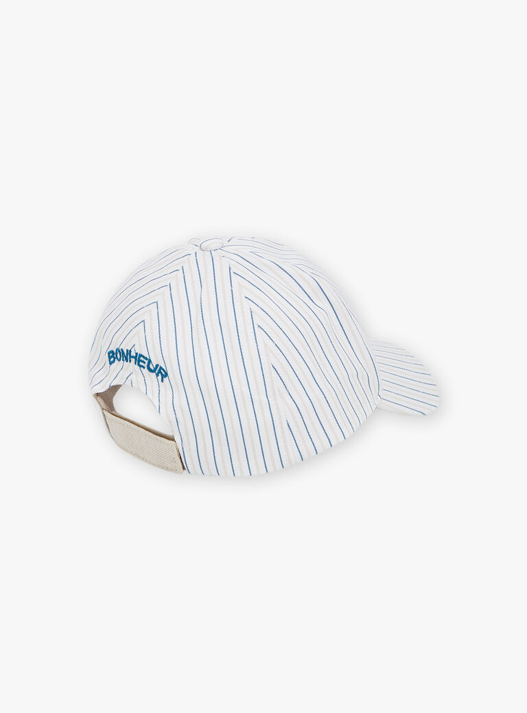 Casquette à rayures beige et bleu