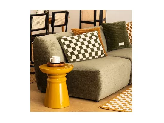 Table à café Table d'appoint Totem en métal Jaune moutarde D 38 cm