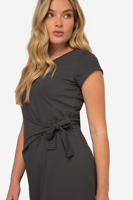 Jerseykleid, Zierknoten, Rundhalsausschnitt, Halbarm