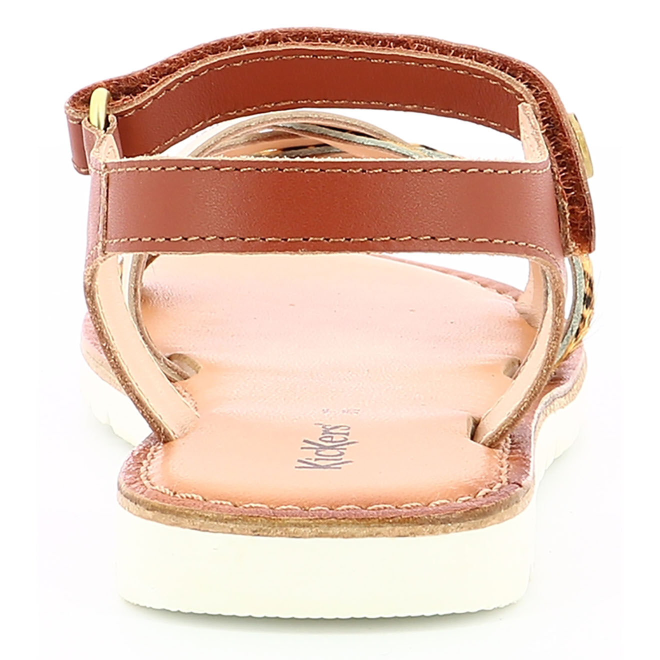 Kickers Sandales en Cuir Betternew doré/léopard