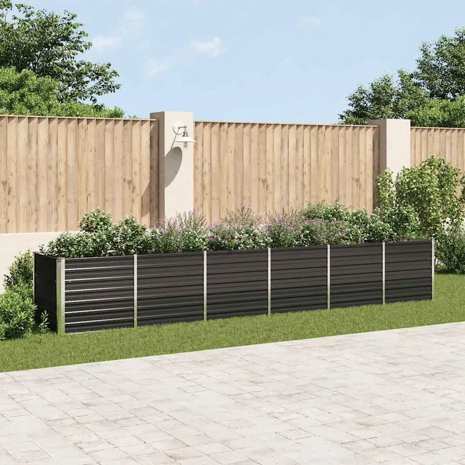 vidaXL - Verhoogde Tuinbak - Antraciet - Staal