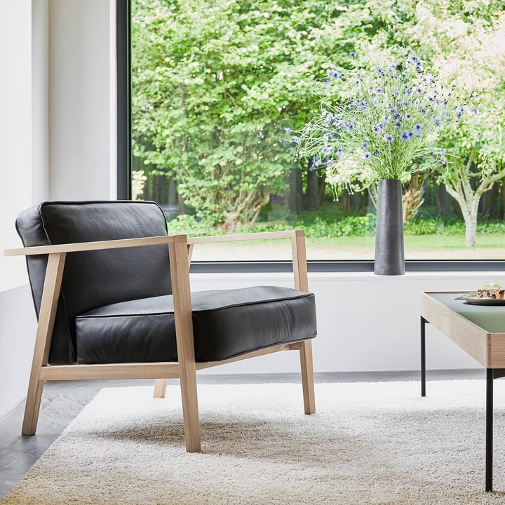 Andersen Furniture - LC1 Lounge Sessel, Eiche schwarz lackiert / Leder Sevilla schwarz 4001