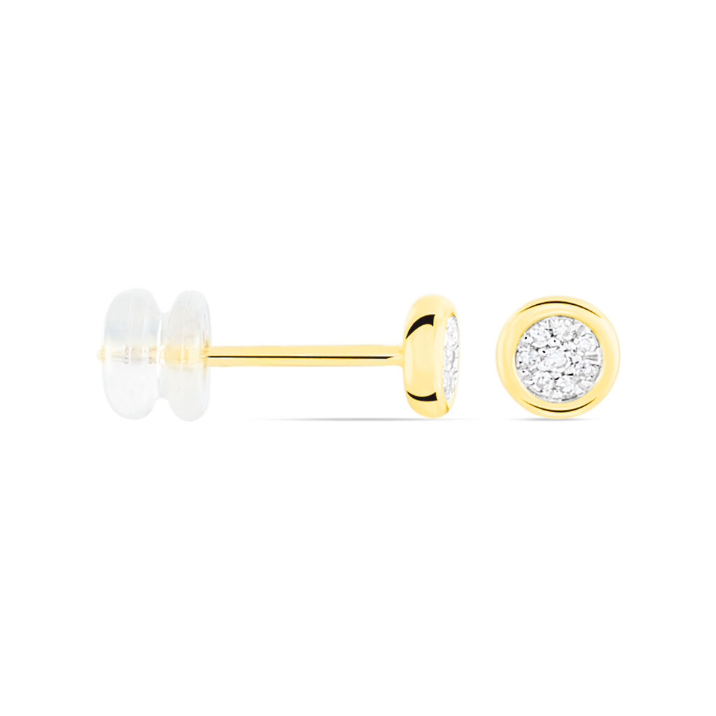 Boucles D'oreilles Puces Or Jaune Diamants
