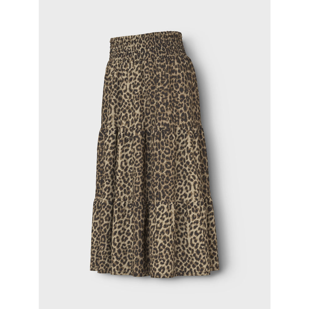 Køb Name It Black Leopard AOP Vinaya Long Wide Nederdel