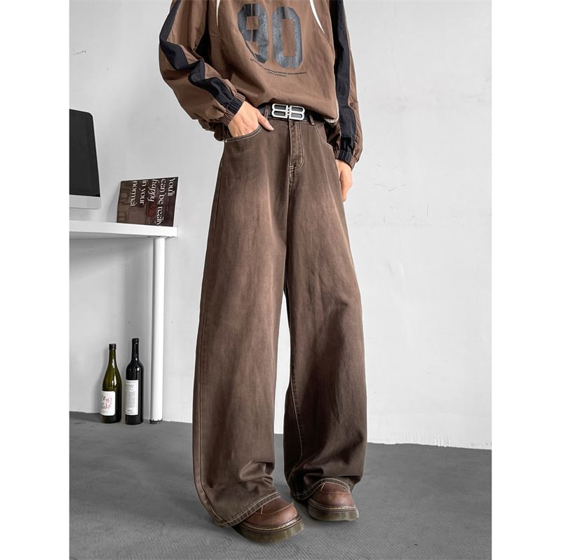 Plummie - High Waist Washed Wide Leg Jeans
