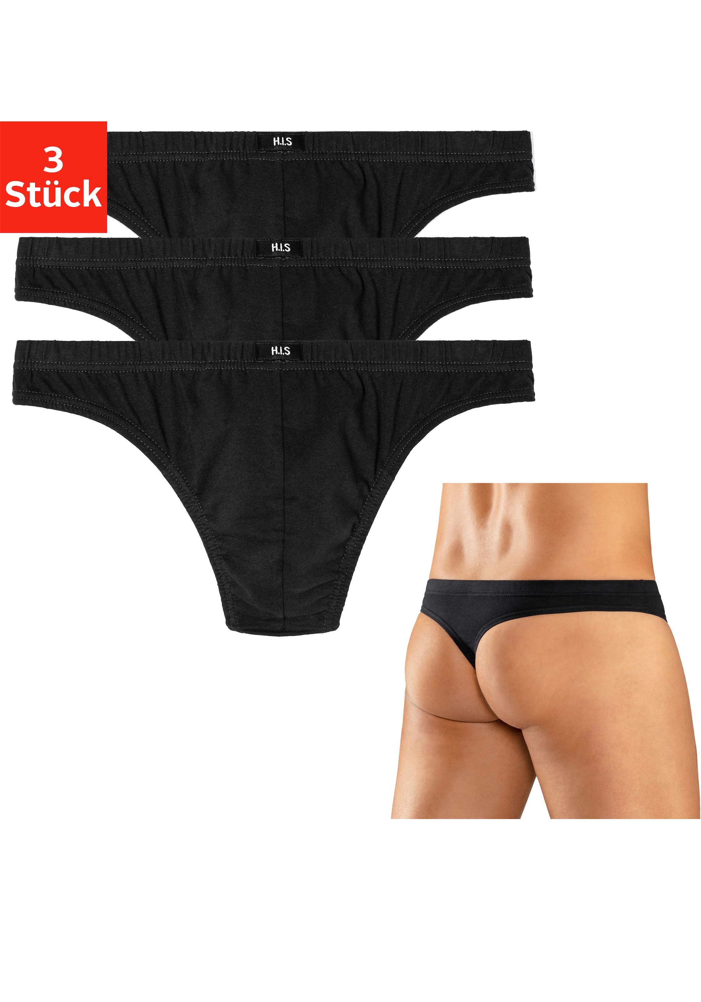H.I.S String, 3 Stk. aus weichem Baumwoll-Stretch