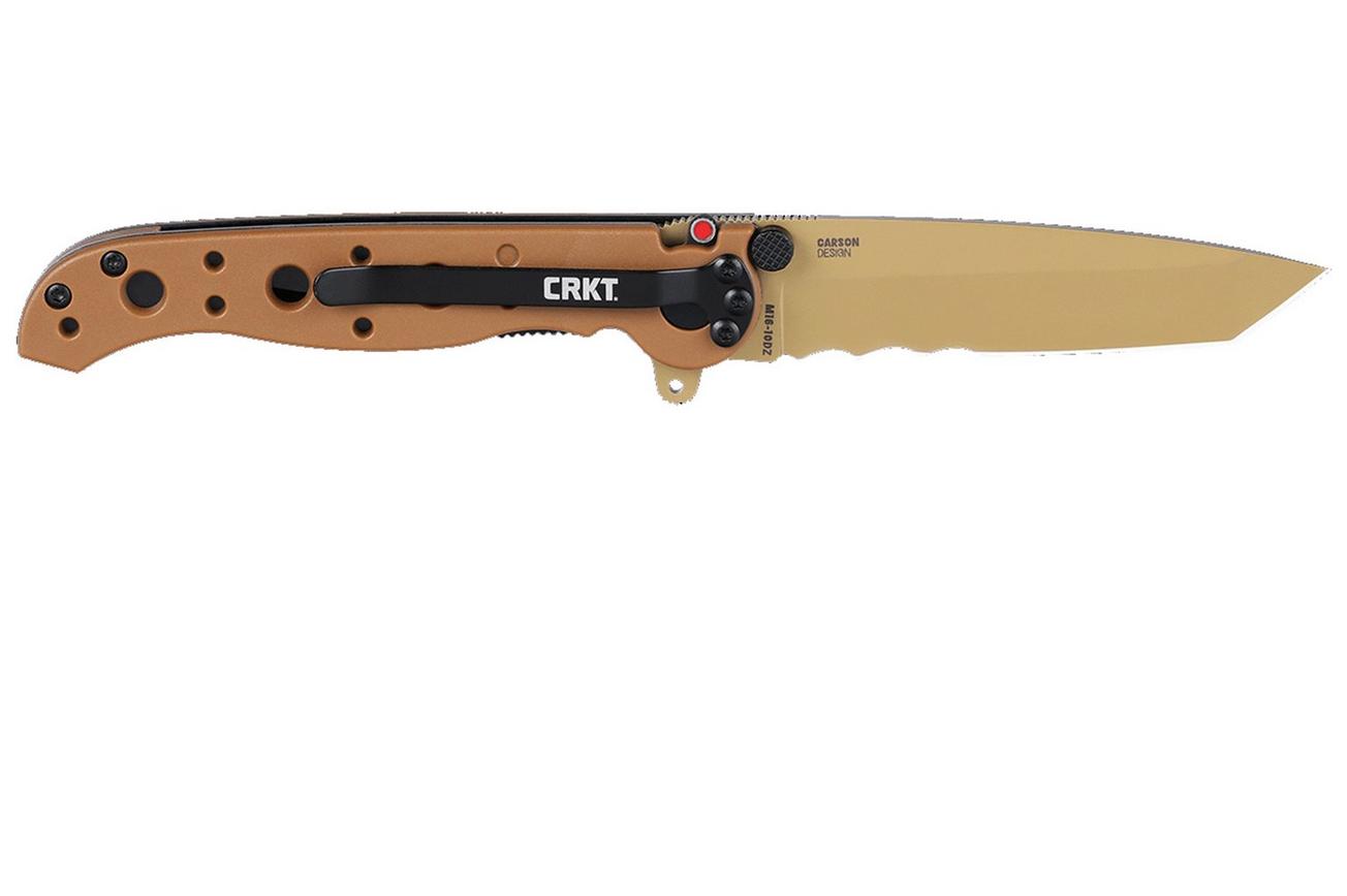 CRKT M16 Tanto, Veff Serrations M16-10DZ Desert Tan GRN zakmes, Kit Carson design