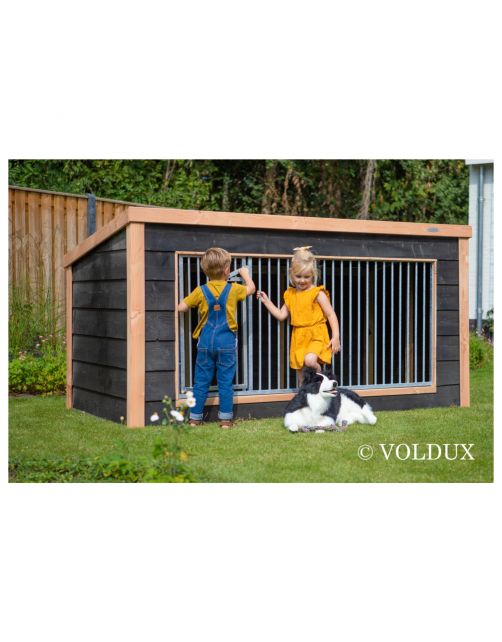Voldux Hondenkennel Reno - Hondenhok - 260x130x132 cm Zwart