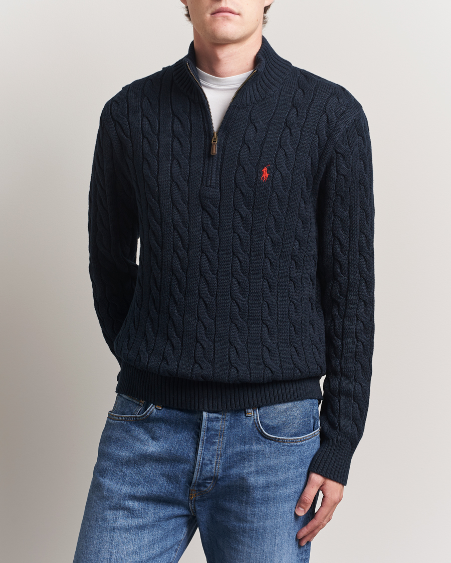 Polo Ralph Lauren Cotton Cable Half Zip Hunter Navy