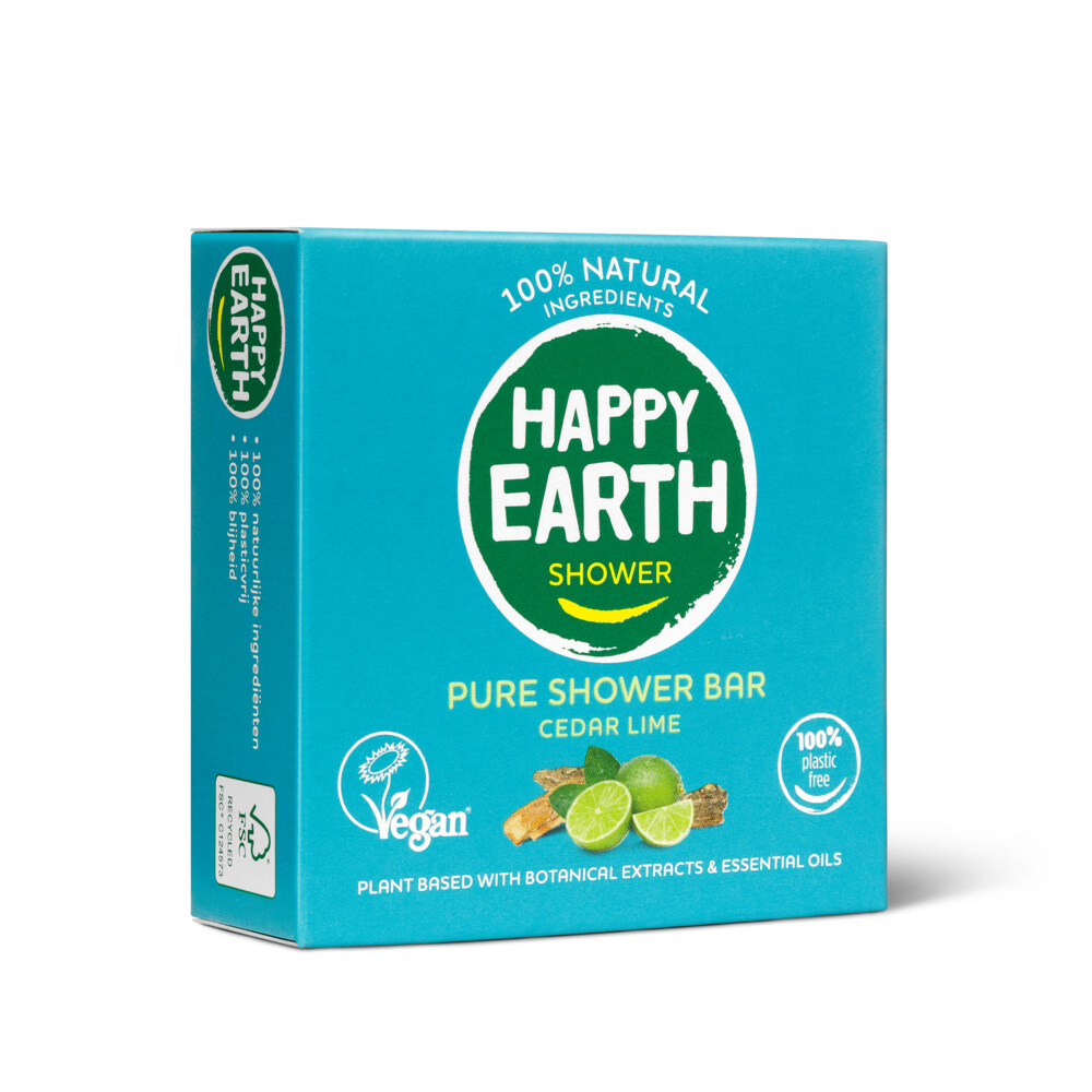 Happy Earth 100% Natuurlijke Shower Bar Cedar Lime90 gr