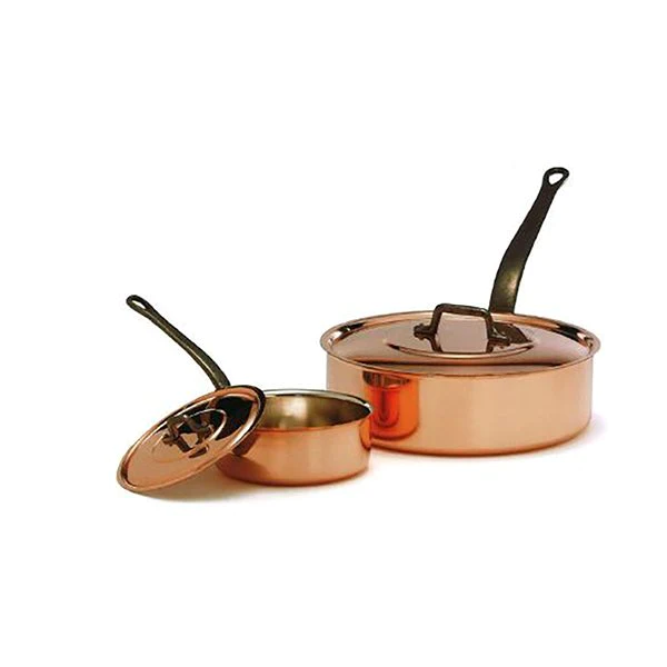 Sauteuse en cuivre massif avec couvercle 24 cm Baumalu