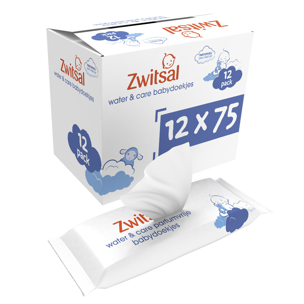 Zwitsal Water & Care Babydoekjes 12x75 stuks