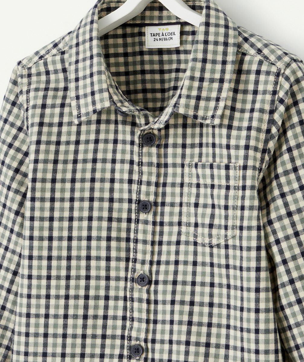 CHEMISE BÉBÉ GARÇON À CARREAUX BLEU ET VERT