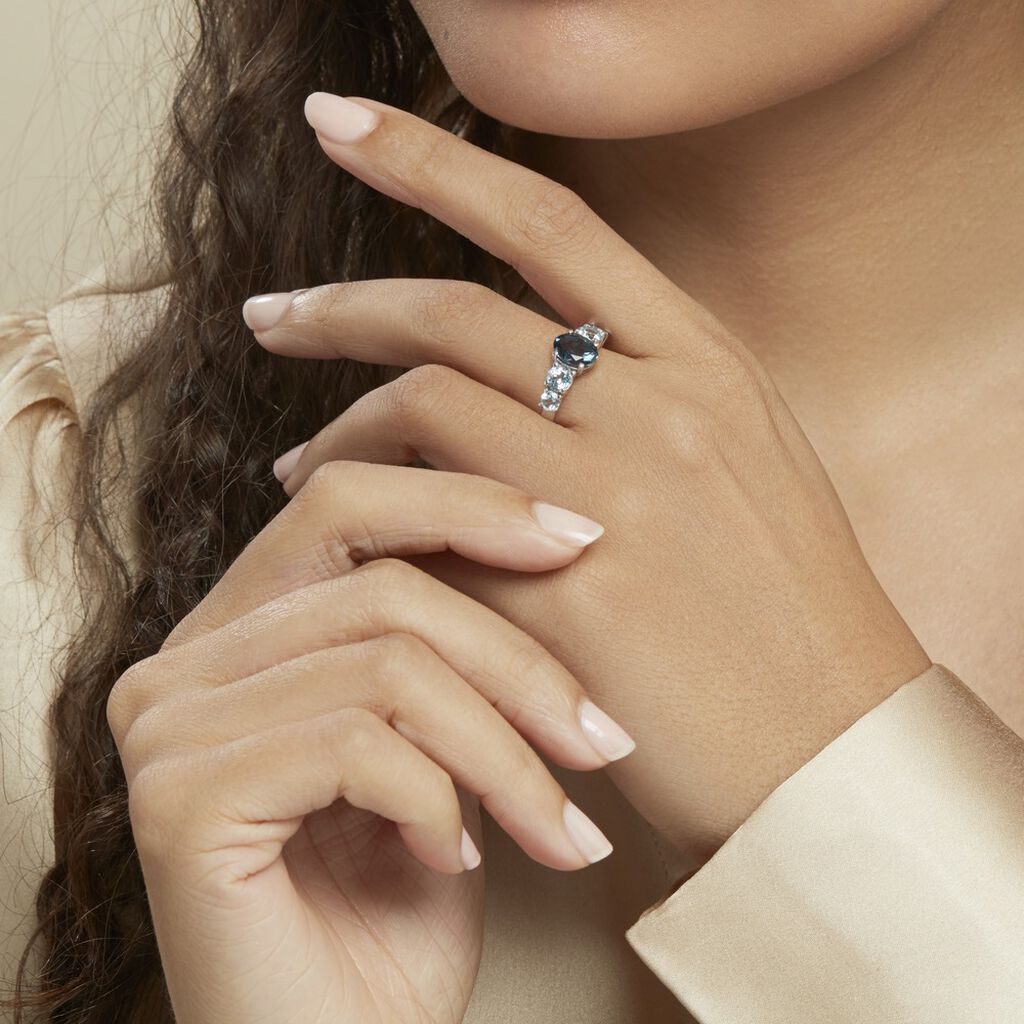 Bague Muna Or Blanc Topaze Bleu London Topaze Topaze