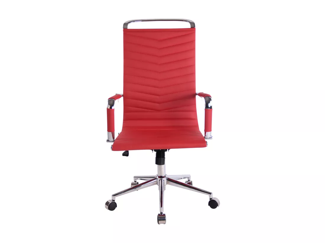 Chaise de bureau - Similicuir & Métal chromé - Rouge - Batley