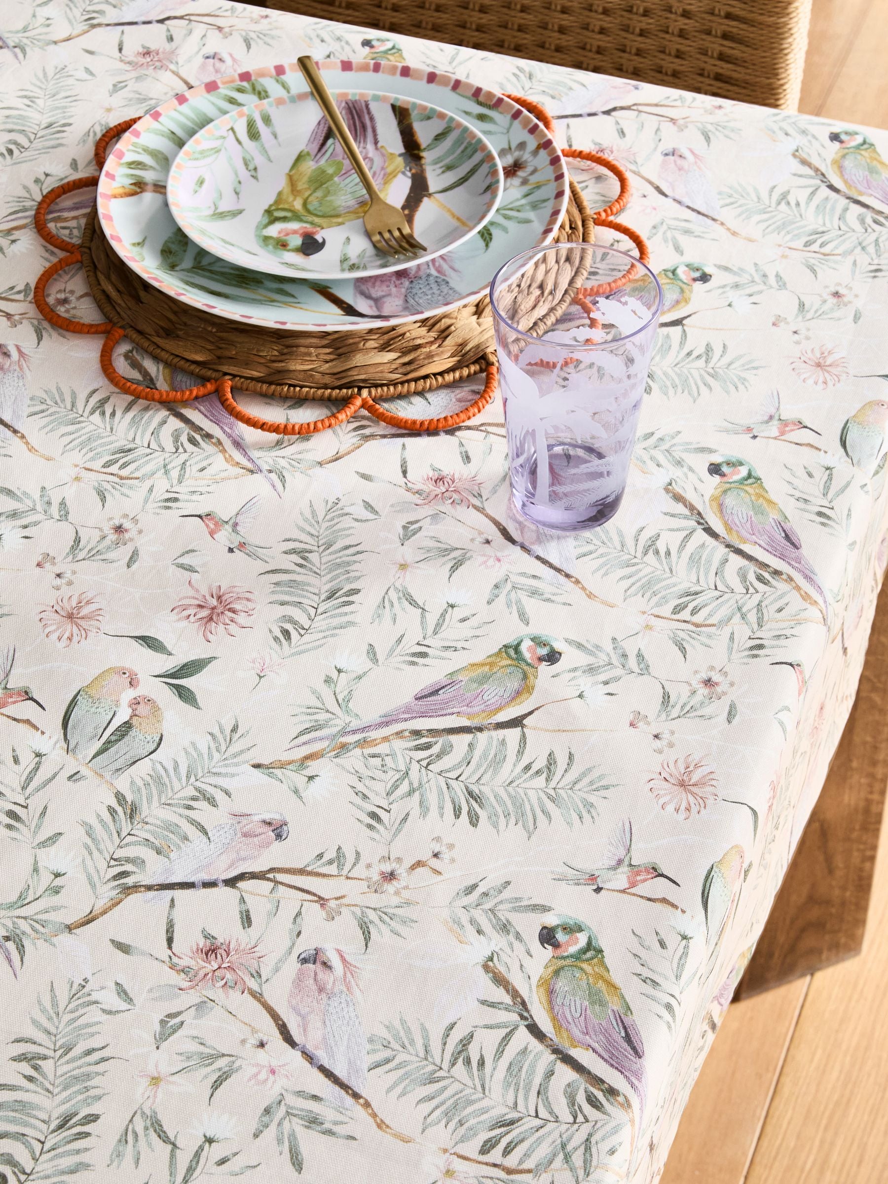 Love Bird Floral Wipe Clean Tablecloth