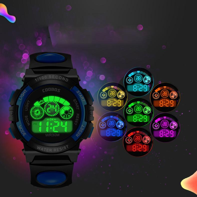 Digitale Kinder Armbanduhr LED Sport Uhr mit Wecker und Kalender (inkl. CR2032 Batterie) - Blau