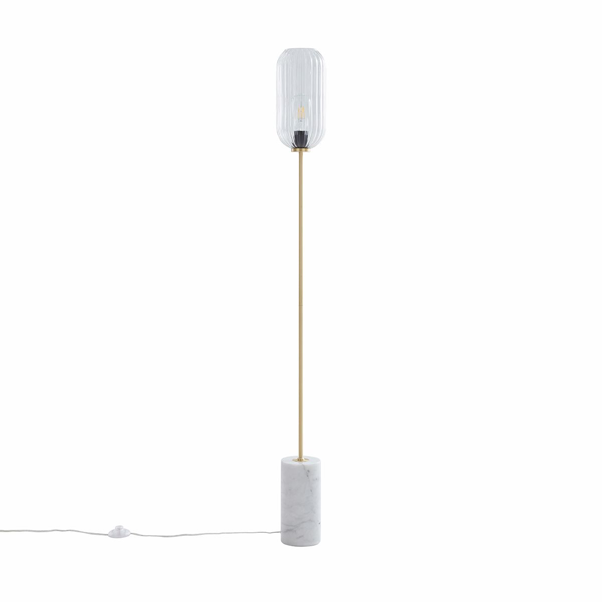 Art Deco vloerlamp messing met helder glas - Rid