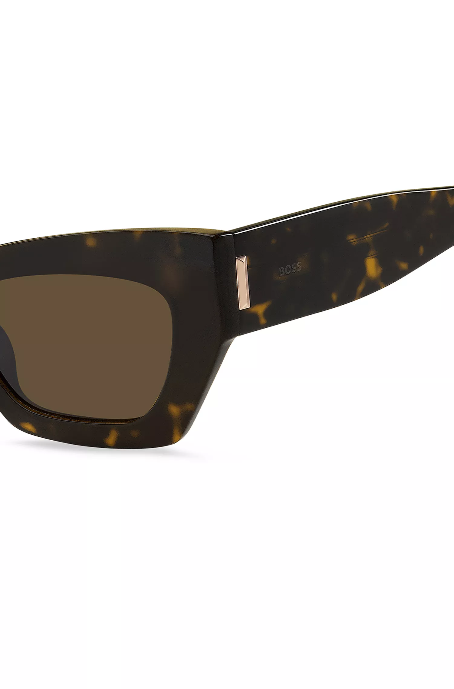 Óculos de sol BOSS em acetato preto Havana com detalhes exclusivos.