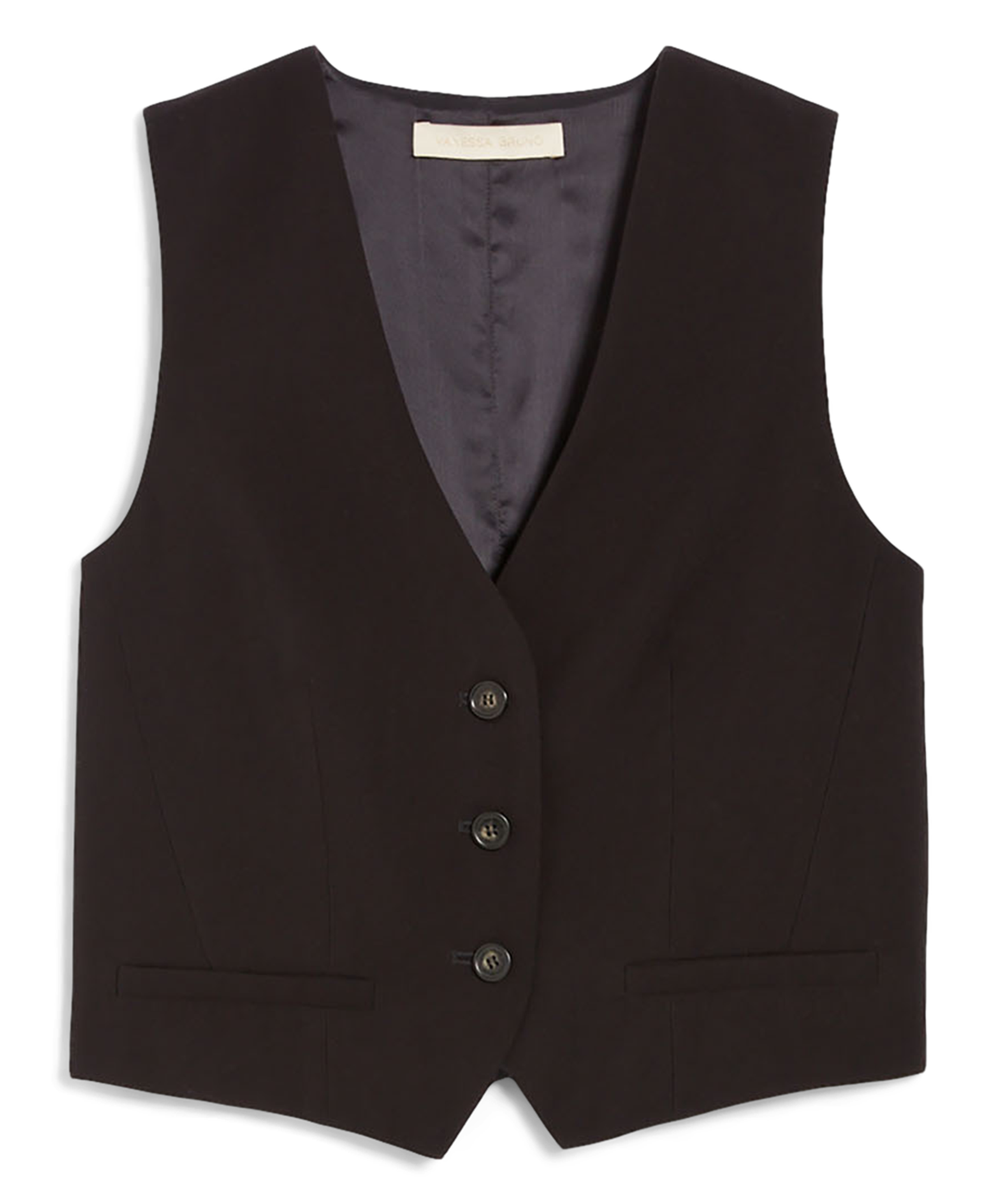 BENSON - Veste droite col V sans manches | Noir