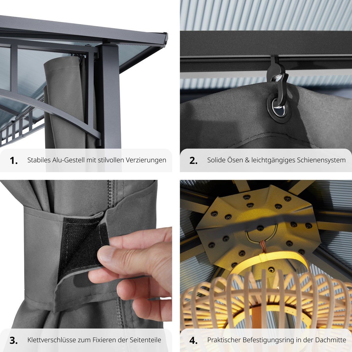 tectake Caracas tuinpaviljoen met gepoedercoat aluminium frame, inclusief 8 haringen