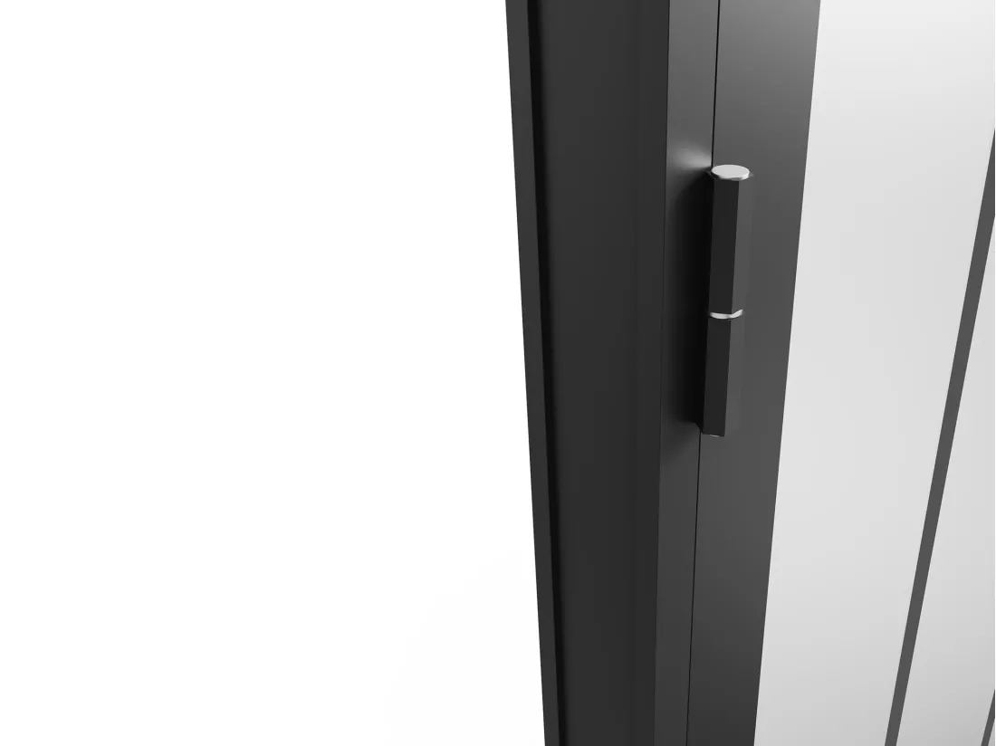 Bloc porte réversible en aluminium et verre trempé dépoli style atelier - H204 x L93 cm - Noir - ERMELO