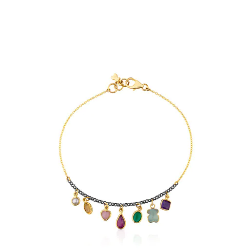 Pulseira de ouro e prata com gemas Gem Power.