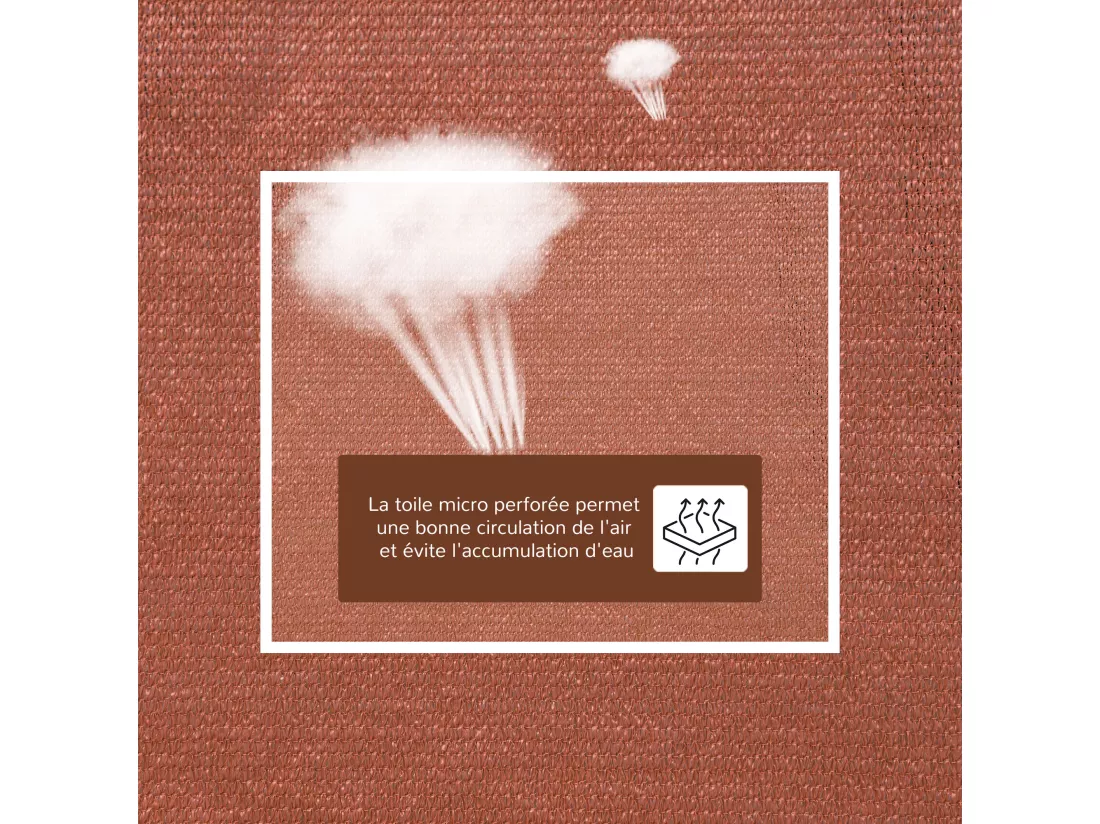 Voile d'ombrage carré 3 x 3 m polyéthylène haute densité résistant aux UV coloris rouille