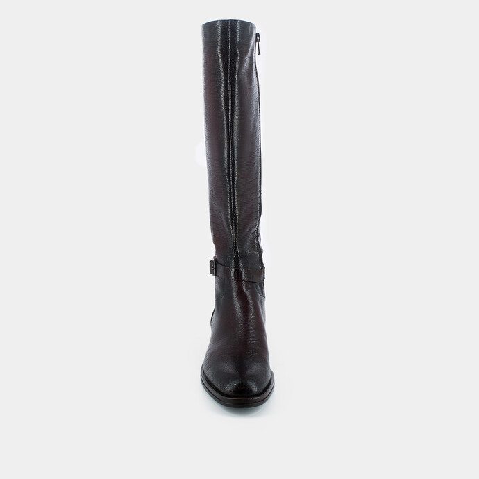 Bottes à boucles fines  en reptile marron