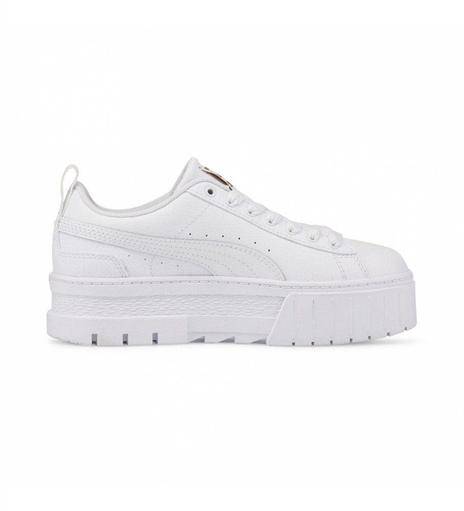 Tênis Puma Mayze Lth Jr de couro branco