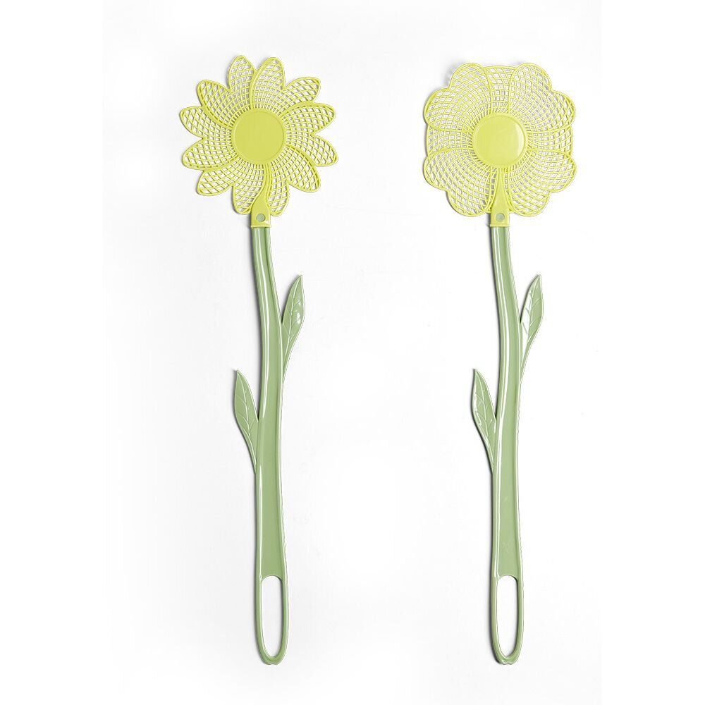 Tapette à insecte forme fleur plastique vert et jaune H47cm