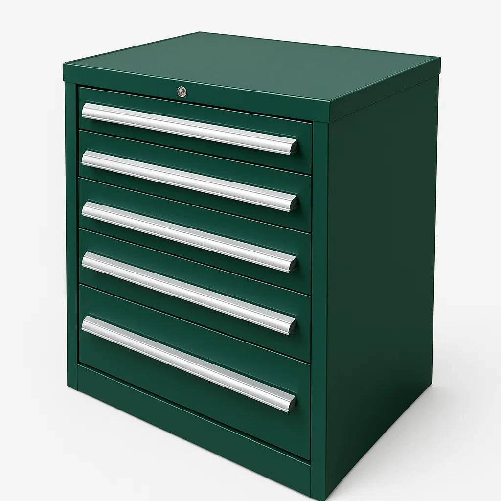 Cabinet à tiroirs pour outils en métal vert avec 5 tiroirs